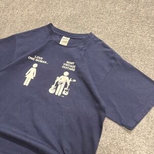 VTG Guitar T-shirt Men's L Navy Blue Y2K Gildan Heavy Cotton T 90s